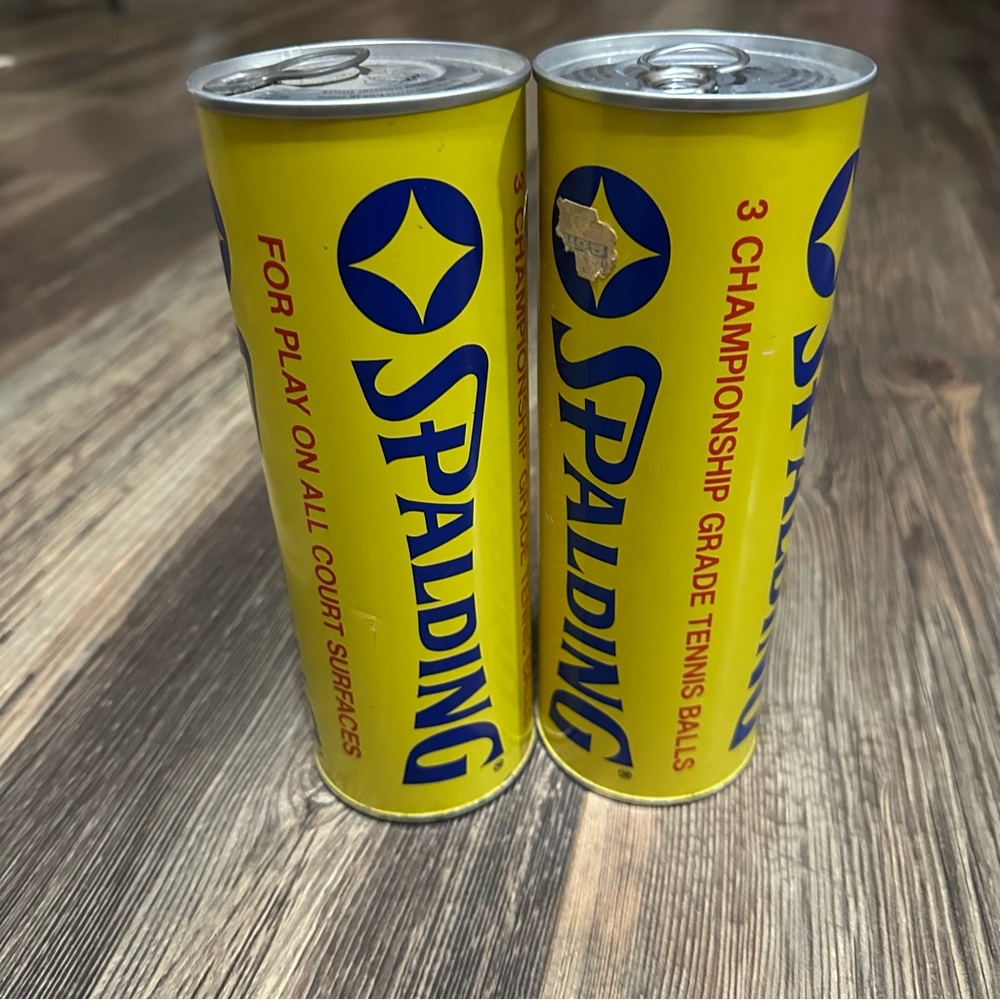 2 cans VTG SPALDING championship grade tennis balls 1980's sealed canisters NOS